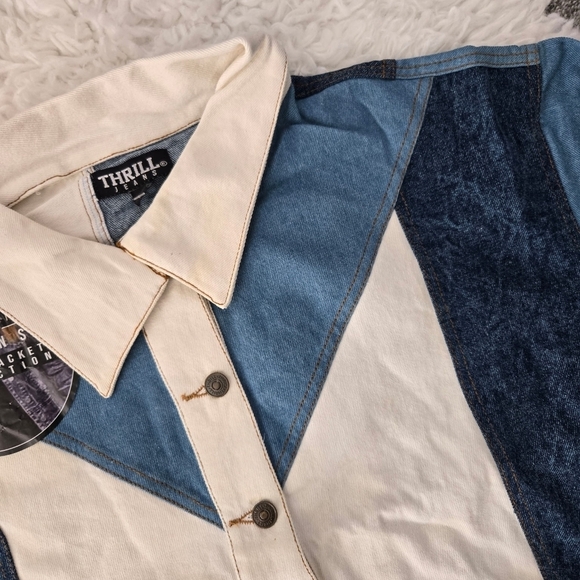 Thrill Jeans Plus Size Patchwork Cropped Jean Jacket. Size 3X. New. - Picture 4 of 9